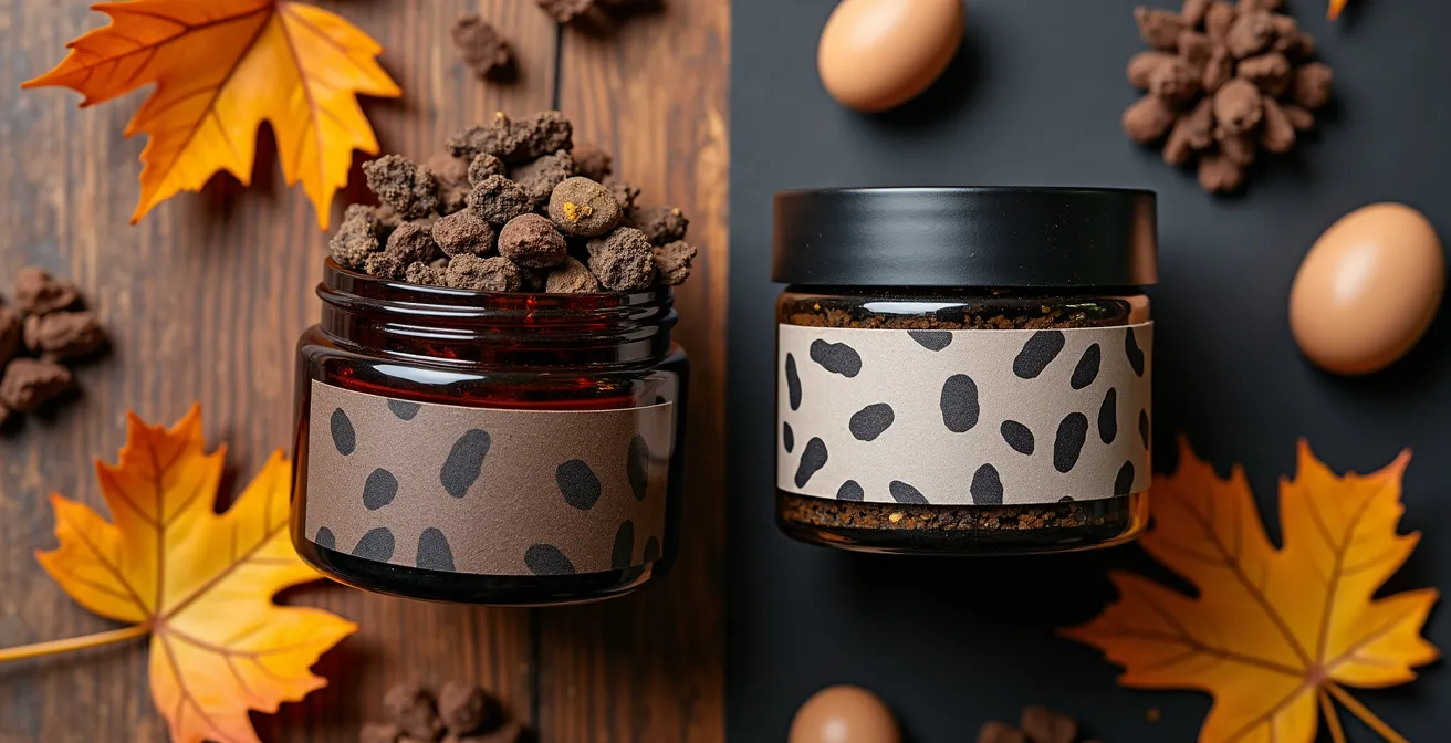 Comparaison visuelle entre vraies et fausses étiquettes de produits boréaux