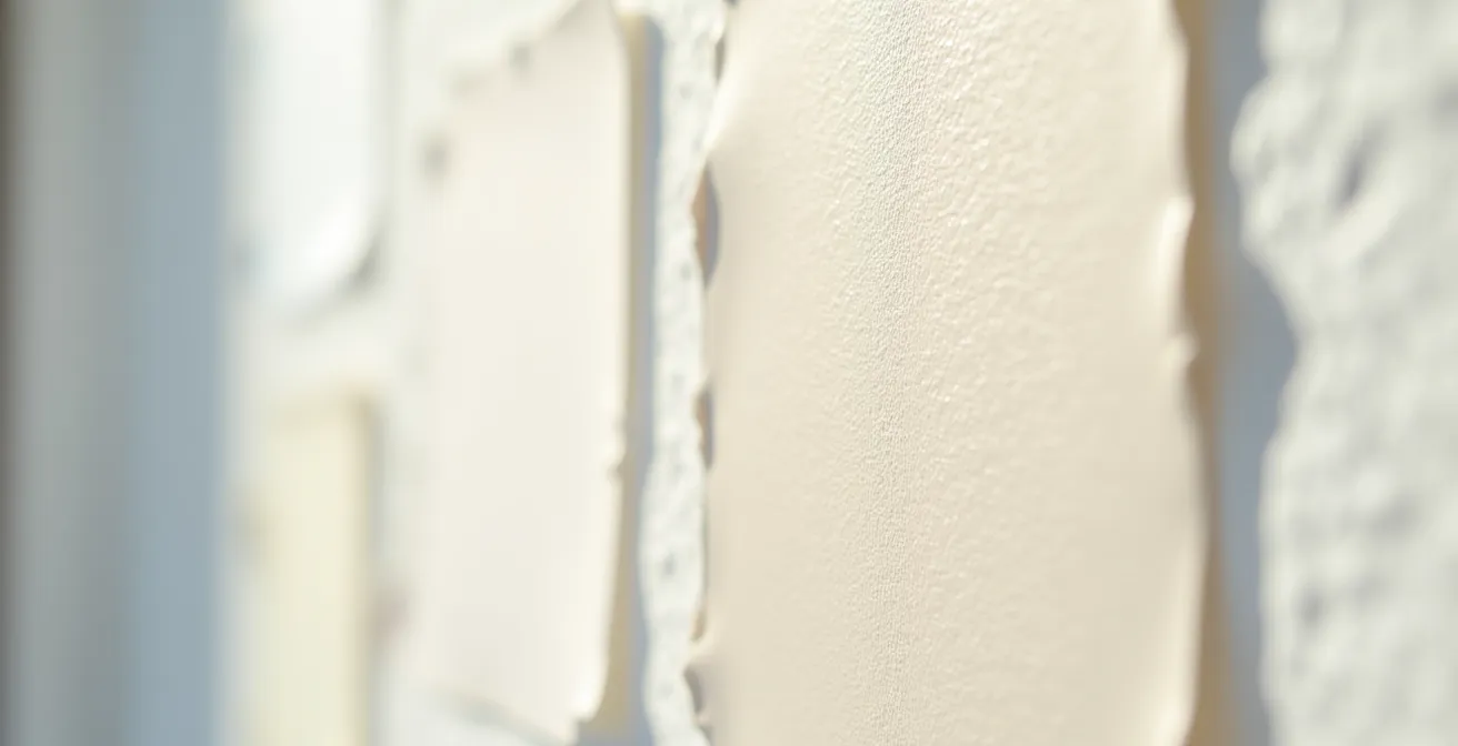 Échantillons de peinture blanche sur mur exposés à différentes lumières naturelles d'hiver