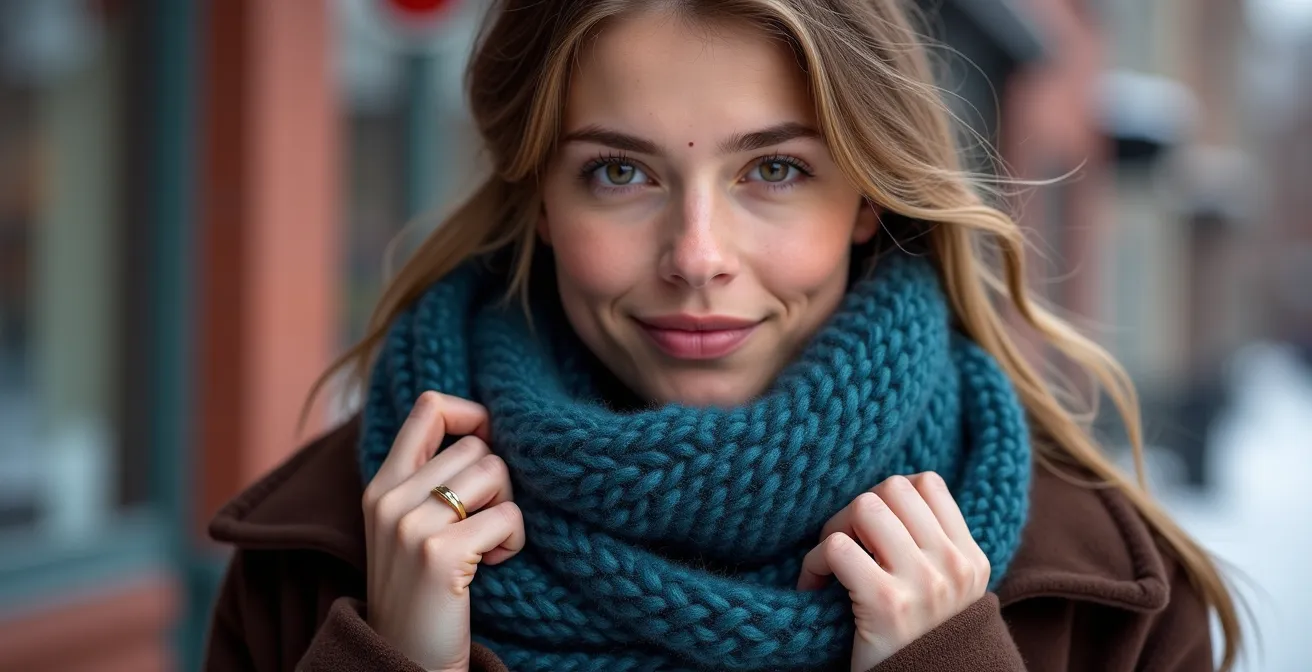Démonstration de trois techniques de nouage de foulard contre le vent hivernal